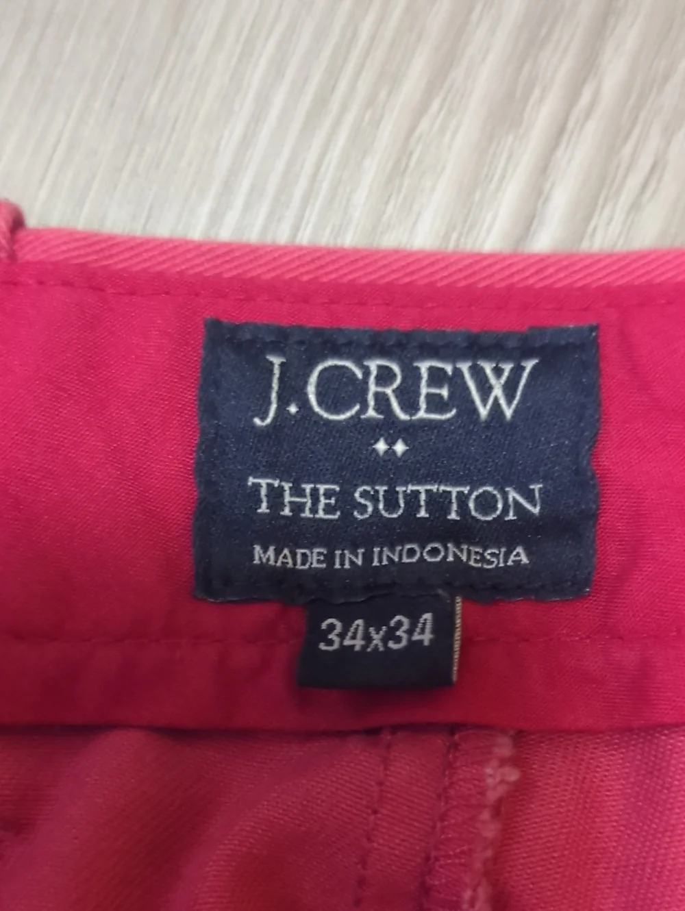 J.Crew The Sutton Chino Pants Mens 34x34 Raspberry Pink Red 100% Cotton Preppy